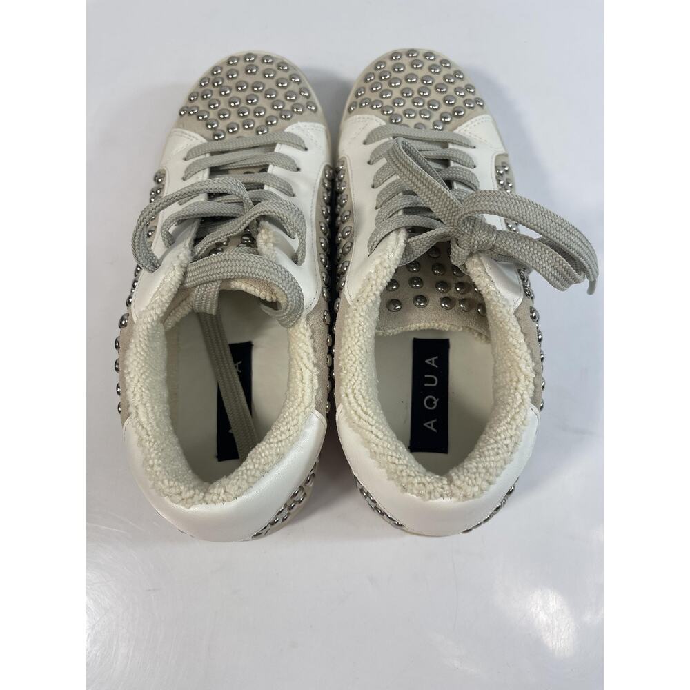 Aqua Shoes Womens Size 6.5 White AQ-TESS Studded Lined Sneakers New Box - Picture 7 of 12